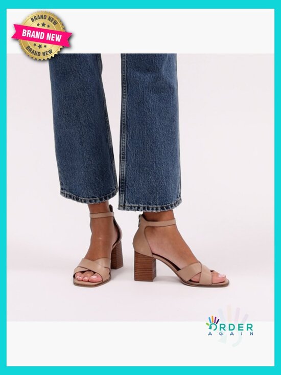 Italian Leather Crisscross Block Heel Sandal Heeled Sandals Cross Band Open Toe Leather Summer Dressy Ankle Strap